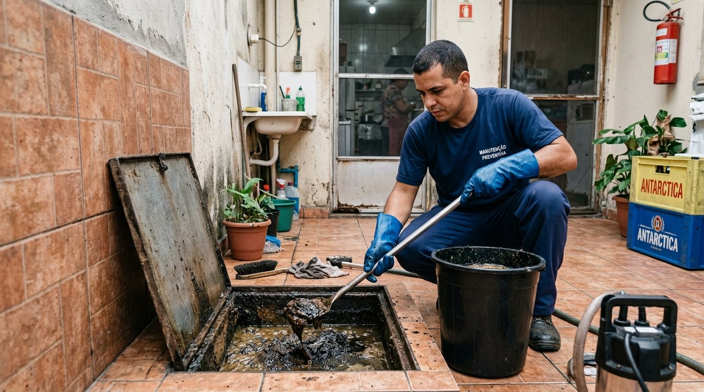 Limpeza de Caixa de Gordura com Equipe em Taubaté‑SP
